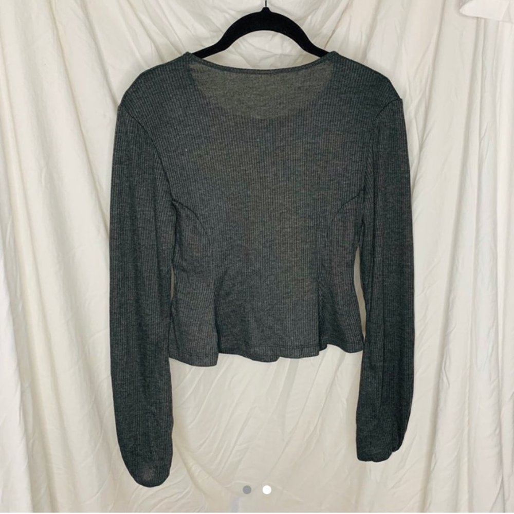 Gray Ribbed Blouse - Picture 2 of 2